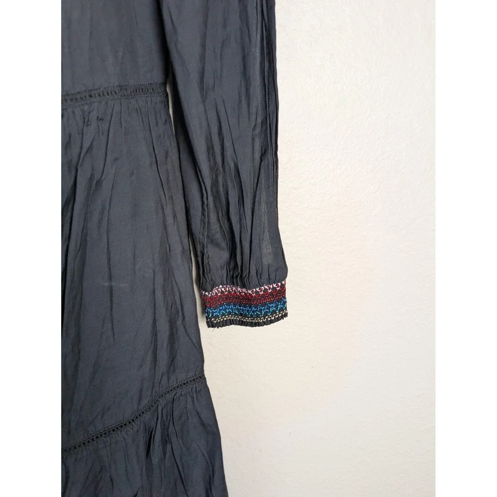 Free People Dress Womens M Gray Short Off‎ The Shoulder Long Flared Sleeve